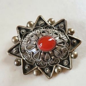 Antique Sterling 800 European Brooch